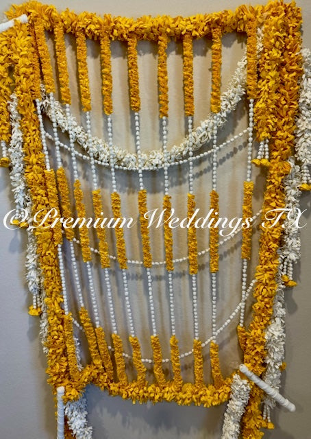 Yellow & White Phoolo Ki Chadar - Premium Weddings TX