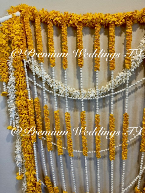 Yellow & White Phoolo Ki Chadar - Premium Weddings TX