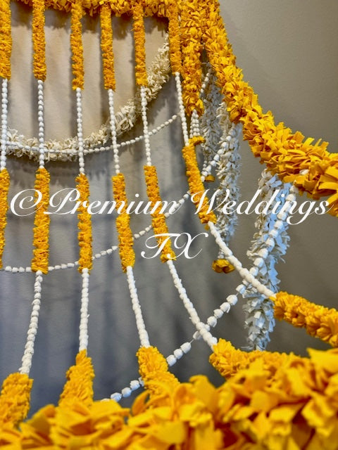 Yellow & White Phoolo Ki Chadar - Premium Weddings TX