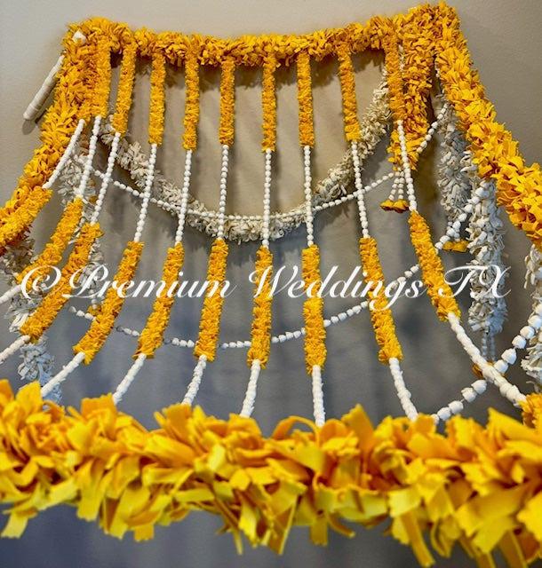 Yellow & White Phoolo Ki Chadar - Premium Weddings TX