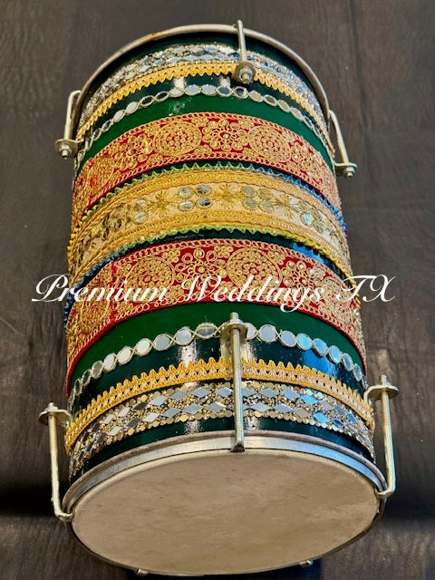 Big Dhol - Handmade Green - Premium Weddings TX