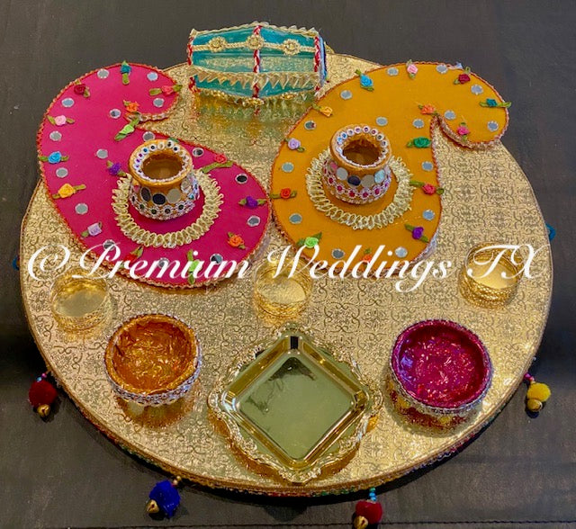 Large Gold Mehdni Thaals - Choose your style - Premium Weddings TX