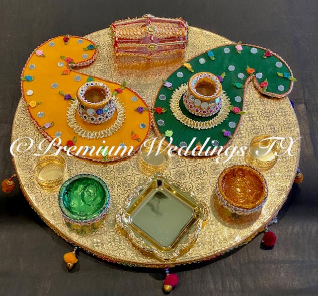 Large Gold Mehdni Thaals - Choose your style - Premium Weddings TX