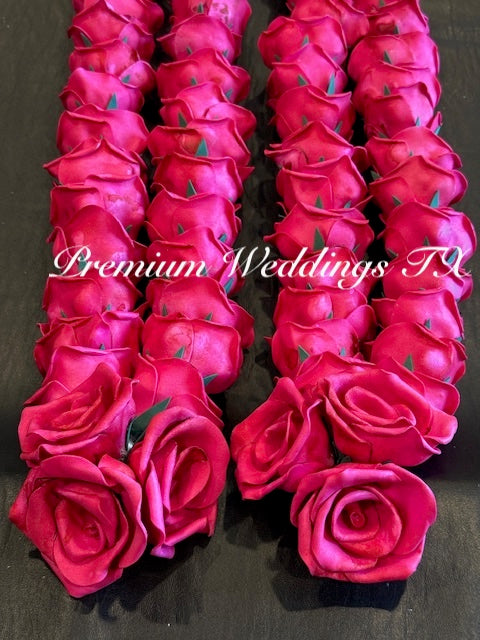 2 PINK ROSES GARLAND - ARTIFICIAL FLOWER