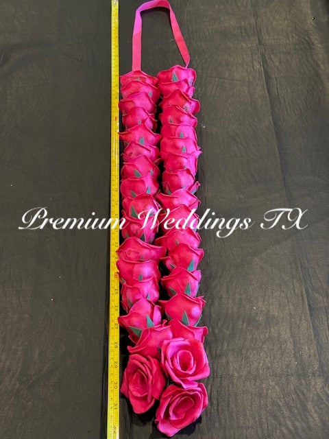 2 PINK ROSES GARLAND - ARTIFICIAL FLOWER