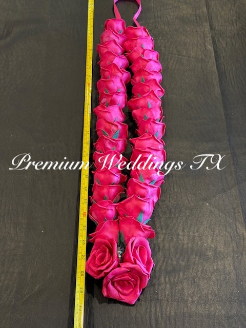 2 PINK ROSES GARLAND - ARTIFICIAL FLOWER