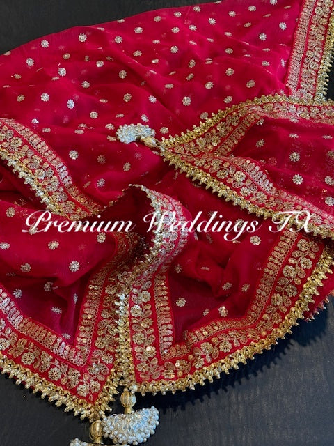 Red Nikkah Dupatta