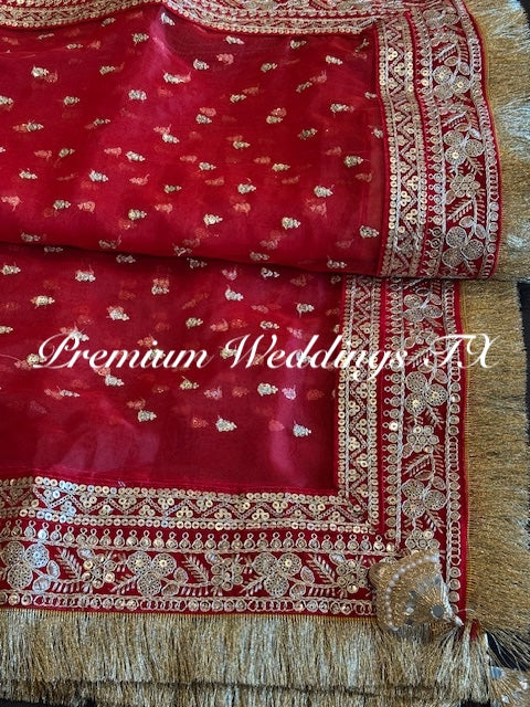 Red Nikkah Dupatta