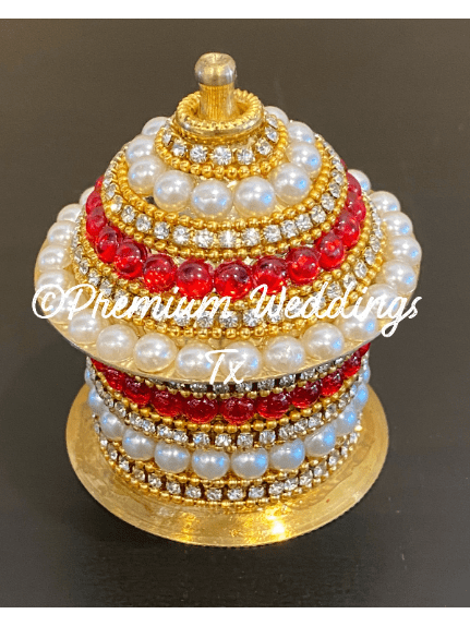 Gold & Pearl Sindoor Box - XL - Premium Weddings TX