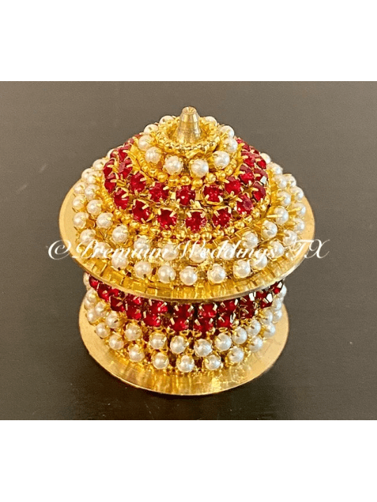 Red & Pearl Sindoor Box - Small