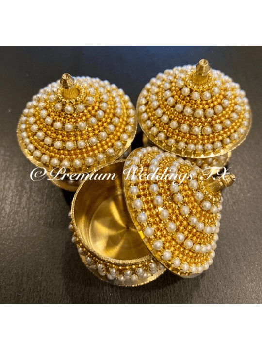 Red & Gold Pearl Sindoor Box - Small - Premium Weddings TX