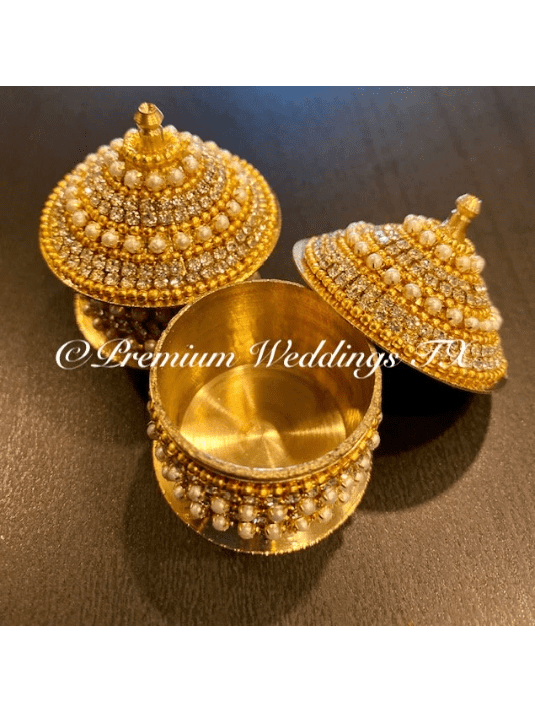 Red & Gold Pearl Sindoor Box - Small - Premium Weddings TX