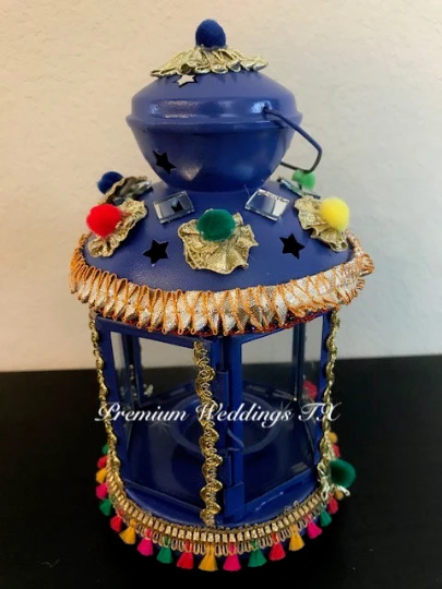 Handmade Embellished Blue Lanterns, Lanterns, Centerpieces, Decorations, Shaadi Decor, Wedding Decor, Handmade Lanterns, Handmade Shaadi Decor, Handmade Pithi Decor, Handmade Mayoon Decor, Dholki Decor, Sangeet decor, Haldi decor