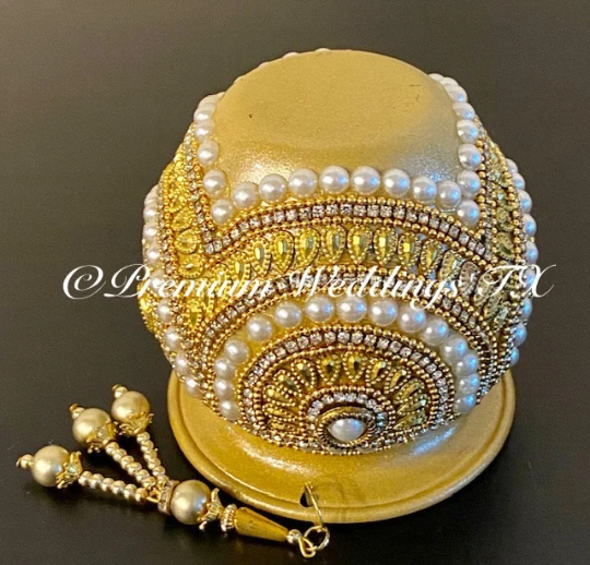 Gold Flower Pearl Puja Thaali Set - Premium Weddings TX