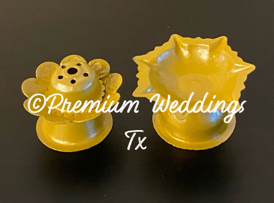 Gold Flower Pearl Puja Thaali Set - Premium Weddings TX