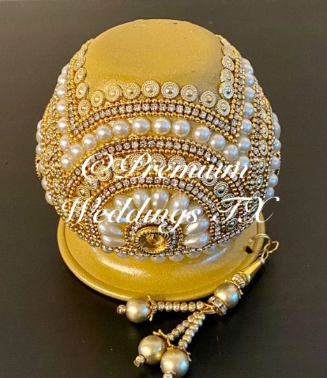 Gold Mandala Pearl Puja Thaali Set - Premium Weddings TX