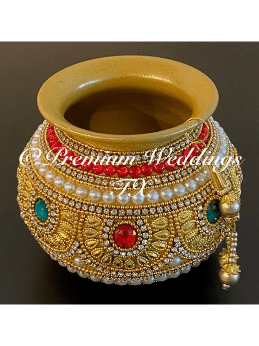 Small Kalash Matki - 1Ct - Gold - Premium Weddings TX