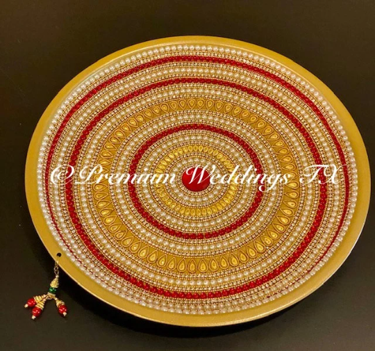 Gold Red Beaded Mandala Thaali - Premium Weddings TX