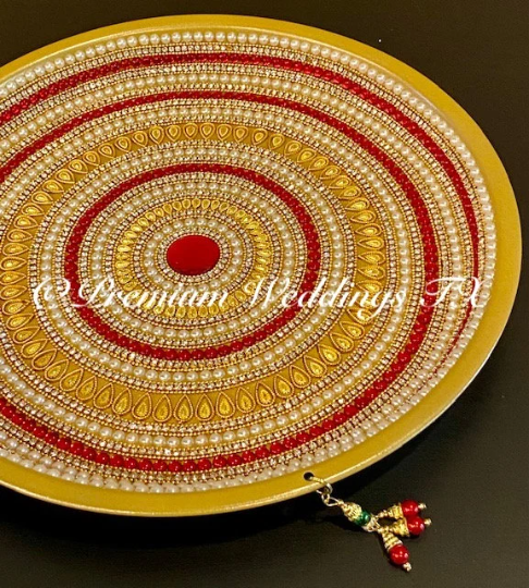 Gold Red Beaded Mandala Thaali - Premium Weddings TX