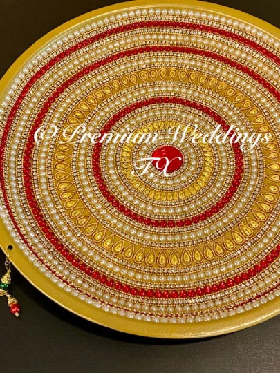 Gold Red Beaded Mandala Thaali - Premium Weddings TX