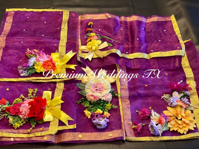 Purple Embellished Saree Cover Bags - Premium Weddings TX