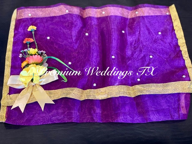 Purple Embellished Saree Cover Bags - Premium Weddings TX