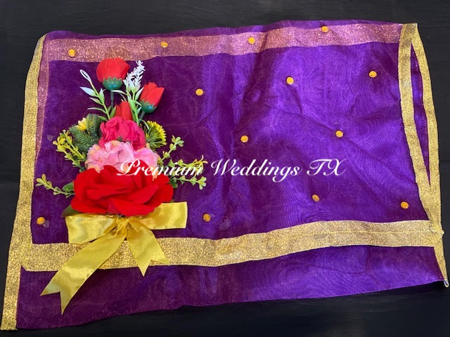 Purple Embellished Saree Cover Bags - Premium Weddings TX