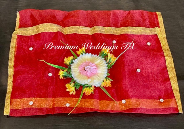Red Embellished Saree Cover Bags - Premium Weddings TX