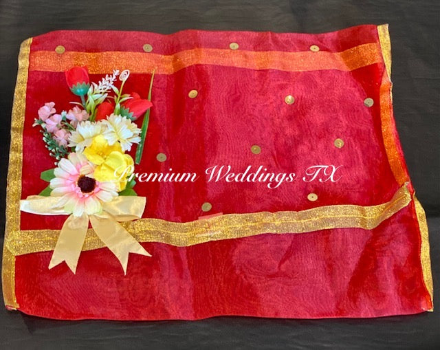 Red Embellished Saree Cover Bags - Premium Weddings TX