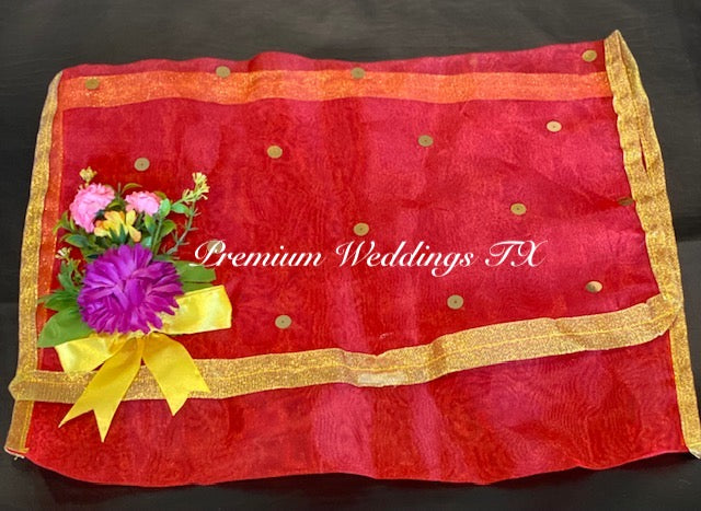 Red Embellished Saree Cover Bags - Premium Weddings TX
