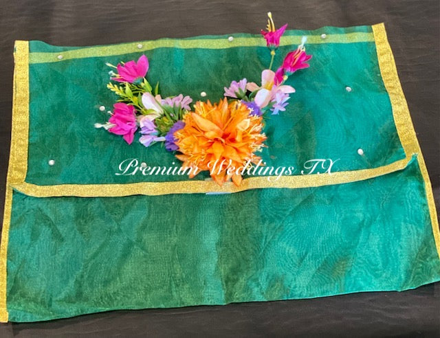 Green Embellished Saree Cover Bags - Premium Weddings TX