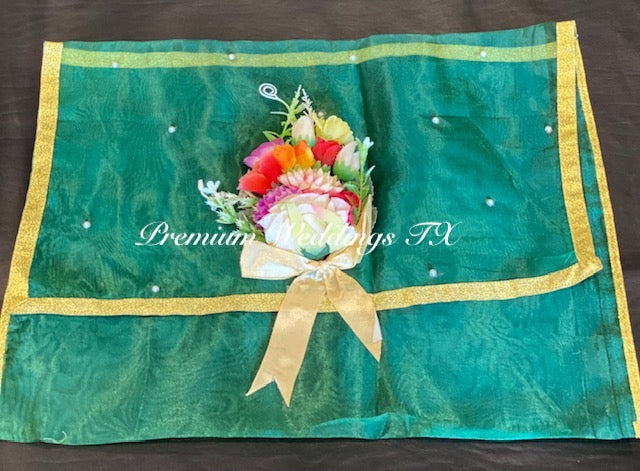 Green Embellished Saree Cover Bags - Premium Weddings TX