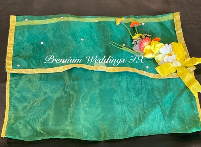 Green Embellished Saree Cover Bags - Premium Weddings TX