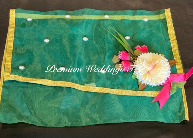 Green Embellished Saree Cover Bags - Premium Weddings TX