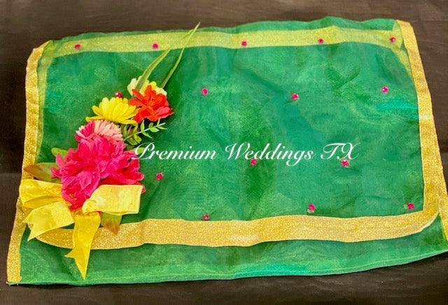 Green Embellished Saree Cover Bags - Premium Weddings TX