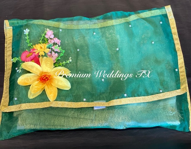 Green Embellished Saree Cover Bags - Premium Weddings TX