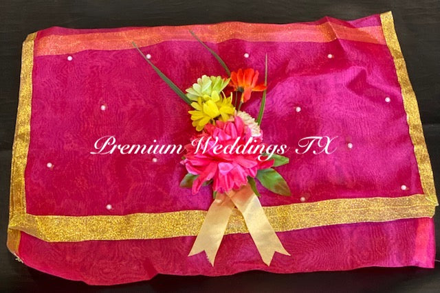 Hot Pink Embellished Saree Cover Bags - Premium Weddings TX