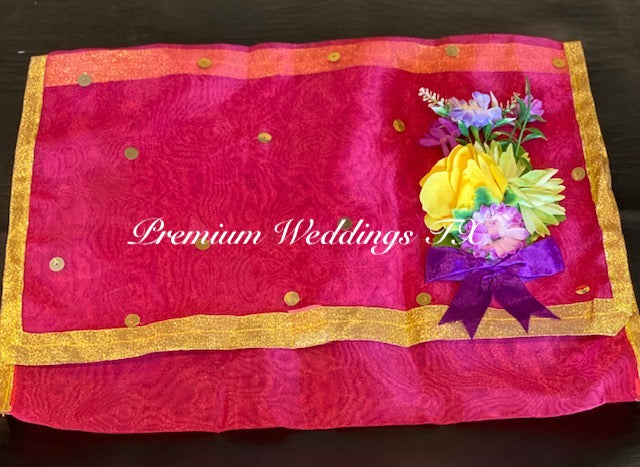 Hot Pink Embellished Saree Cover Bags - Premium Weddings TX