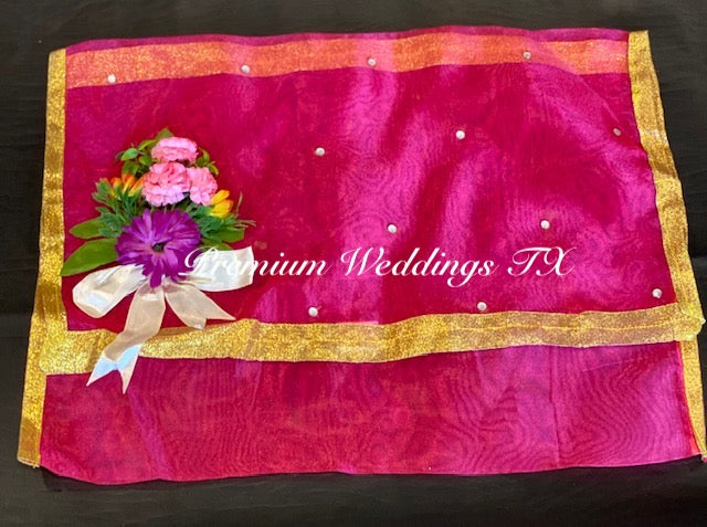 Hot Pink Embellished Saree Cover Bags - Premium Weddings TX