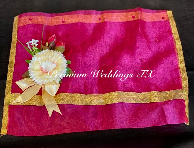 Hot Pink Embellished Saree Cover Bags - Premium Weddings TX