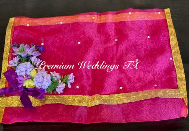 Hot Pink Embellished Saree Cover Bags - Premium Weddings TX
