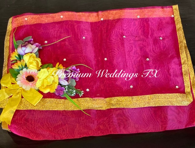 Hot Pink Embellished Saree Cover Bags - Premium Weddings TX