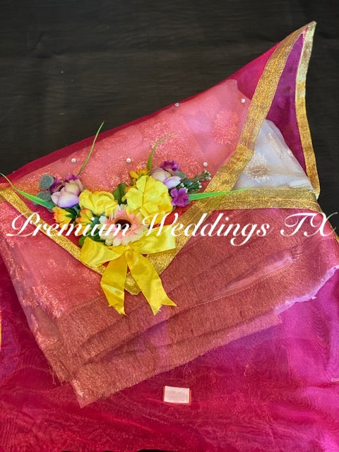 Hot Pink Embellished Saree Cover Bags - Premium Weddings TX