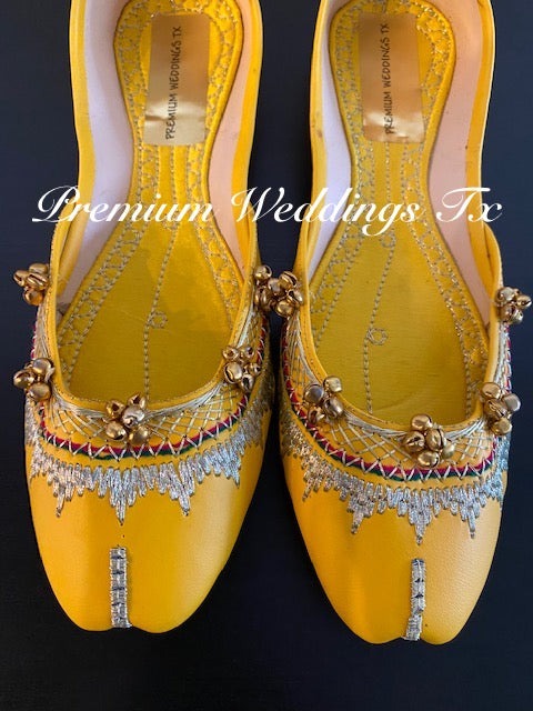 Yellow Ghungroo Jutti - Premium Weddings TX