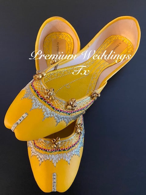 Yellow Ghungroo Jutti - Premium Weddings TX