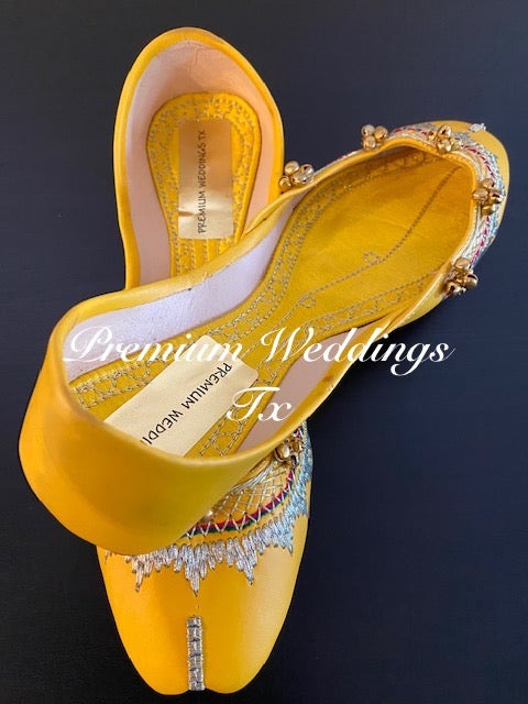 Yellow Ghungroo Jutti - Premium Weddings TX