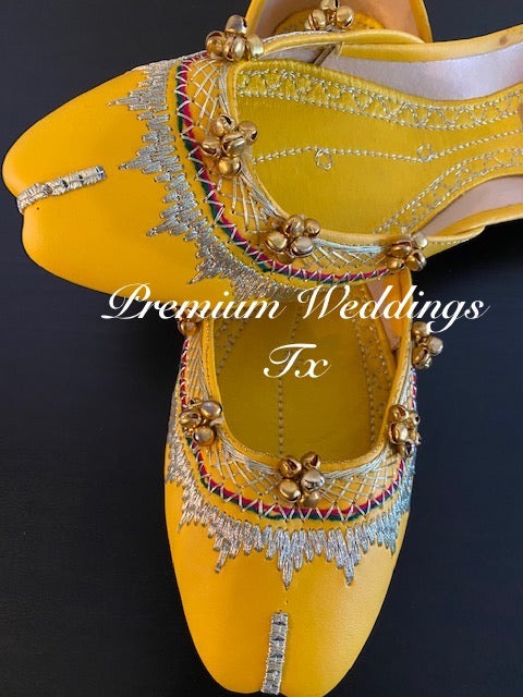 Yellow Ghungroo Jutti - Premium Weddings TX