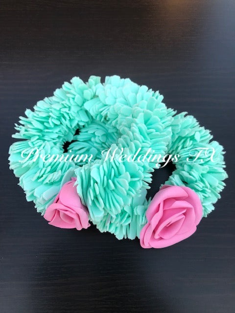 Pink Rose & Mint Green Gajra Bangles - 2Ct - Premium Weddings TX