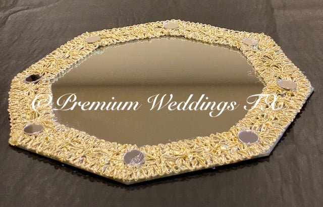 Hexagon Plate Gold Doodh Pilai Glass - Premium Weddings TX