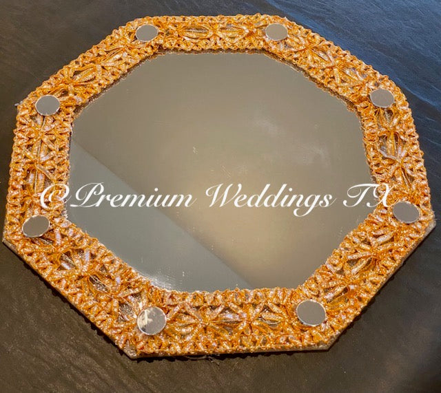 Hexagon Plate Red Doodh Pilai Glass